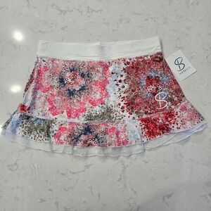 Sofibella Women 13 Inch Skort Floral Print Tennis Golf Skirt Pink Red MRO 7010 L